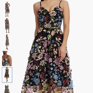 Dress the Population Maren Floral Embroidery Fit & Flare Cocktail Dress, size L